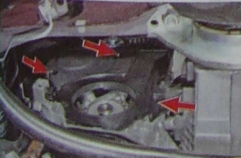 Крепление нижней части передней крышки привода ГРМ двигателей 21116 и 11186